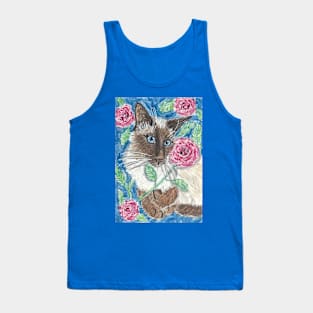 Siamese cat flowers Tank Top